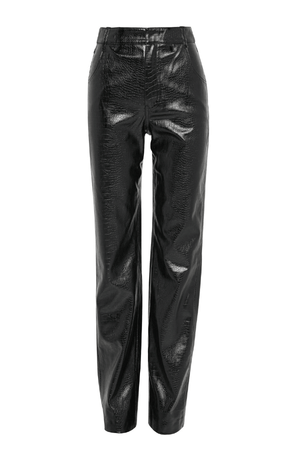 Salt Water Pant Croc by Mossman, high-rise faux croc leather trousers with a straight leg, jean-style pockets, and belt loops. Fierce yet practical for everyday wear.