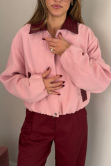 Penny Braided Collar Jacket Pink/Burgundy