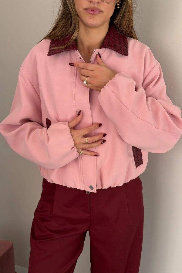 Penny Braided Collar Jacket Pink/Burgundy