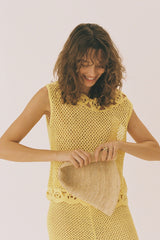 Shoal Bucket Raffia Crochet Packable Natural
