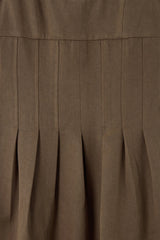 Cotton Mix Cinched Midi Dress Mushroom by Odd Muse, fit and flare dress with boned bodice and full skirt