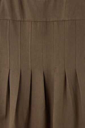 Cotton Mix Cinched Midi Dress Mushroom by Odd Muse, fit and flare dress with boned bodice and full skirt