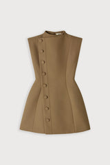 Sleeveless Button Detail Mini Dress by Odd Muse, tailored fit with signature cinch and button detail. Perfect for year-round occasions.