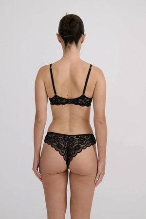 Annie Brief Black by Kat The Label, sheer lace brief with scalloped trim, perfect for elevated everyday lingerie styling