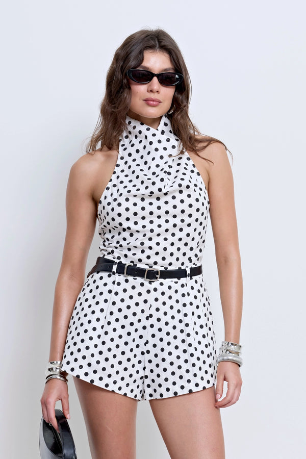 Hallie Backless Top Polka Dot