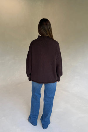Sasha Turtle Neck Knit Sweater Chocolate by Sneaky Link, oversized knit sweater, perfect for cozy everyday styling