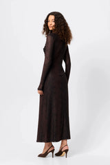 Siren Midi Dress Snake Print by Mossman, sheer mesh midi dress with long sleeves, perfect for statement evening styling