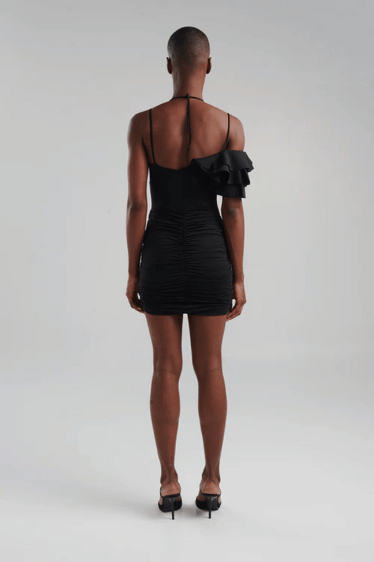 Borromeo Black by Maygel Coronel – Handmade knot top with draped Atarraya fabric sculpting the body for a bold, elegant look.