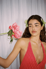 Reis Macrame Maxi Dress Candy by The Wolf Gang – Handmade cotton macrame with bold beaded hem, perfect for festivals and beachside glamour.