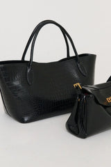 Marlow Tote Croc Embossed by Reh Studios, leather tote with structured design. Perfect for work, travel, or everyday use.