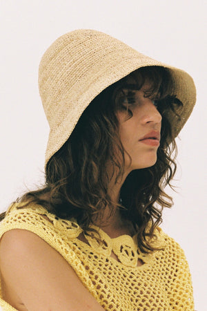 Shoal Bucket Raffia Crochet Packable Natural