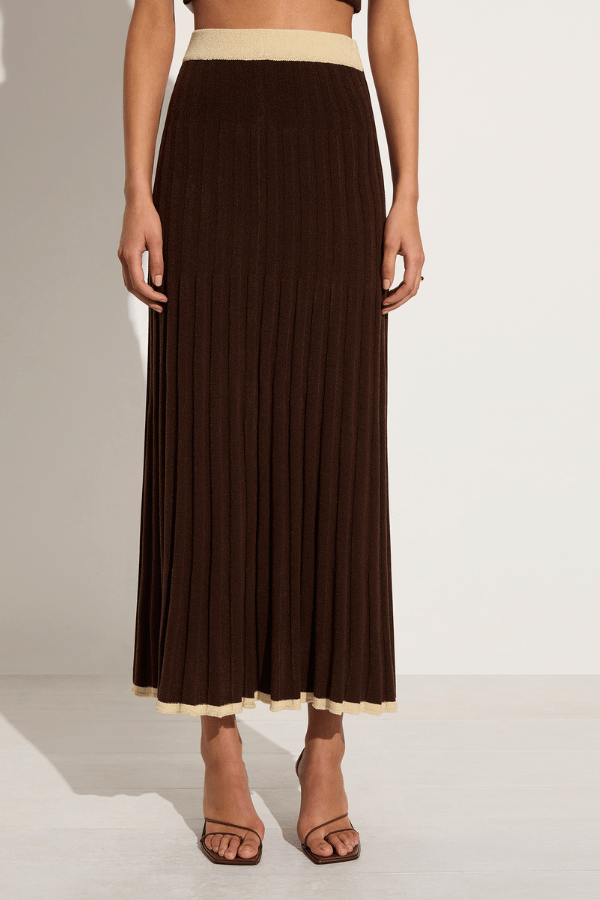 Faithfull the Brand | Mona Knit Skirt Coffee With Beige | Girls With Gems