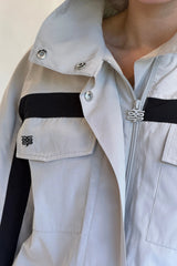 Tamara Contrast Quilted Jacket Black/Beige