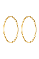 90s Hoops 40mm Gold by Porter Jewellery – gold hoop earrings with high shine finish. Perfect for everyday styling.