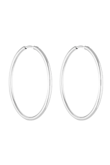 90s Hoops 40mm Silver by Porter Jewellery – silver hoop earrings with high shine finish. Perfect for everyday styling.