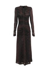 Siren Midi Dress Snake Print by Mossman, sheer mesh midi dress with long sleeves, perfect for statement evening styling