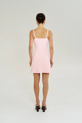 A Line Mini Dress in Pink by Summi Summi, a fitted cotton rib mini with slim straps and a flattering A-line silhouette for everyday wear.