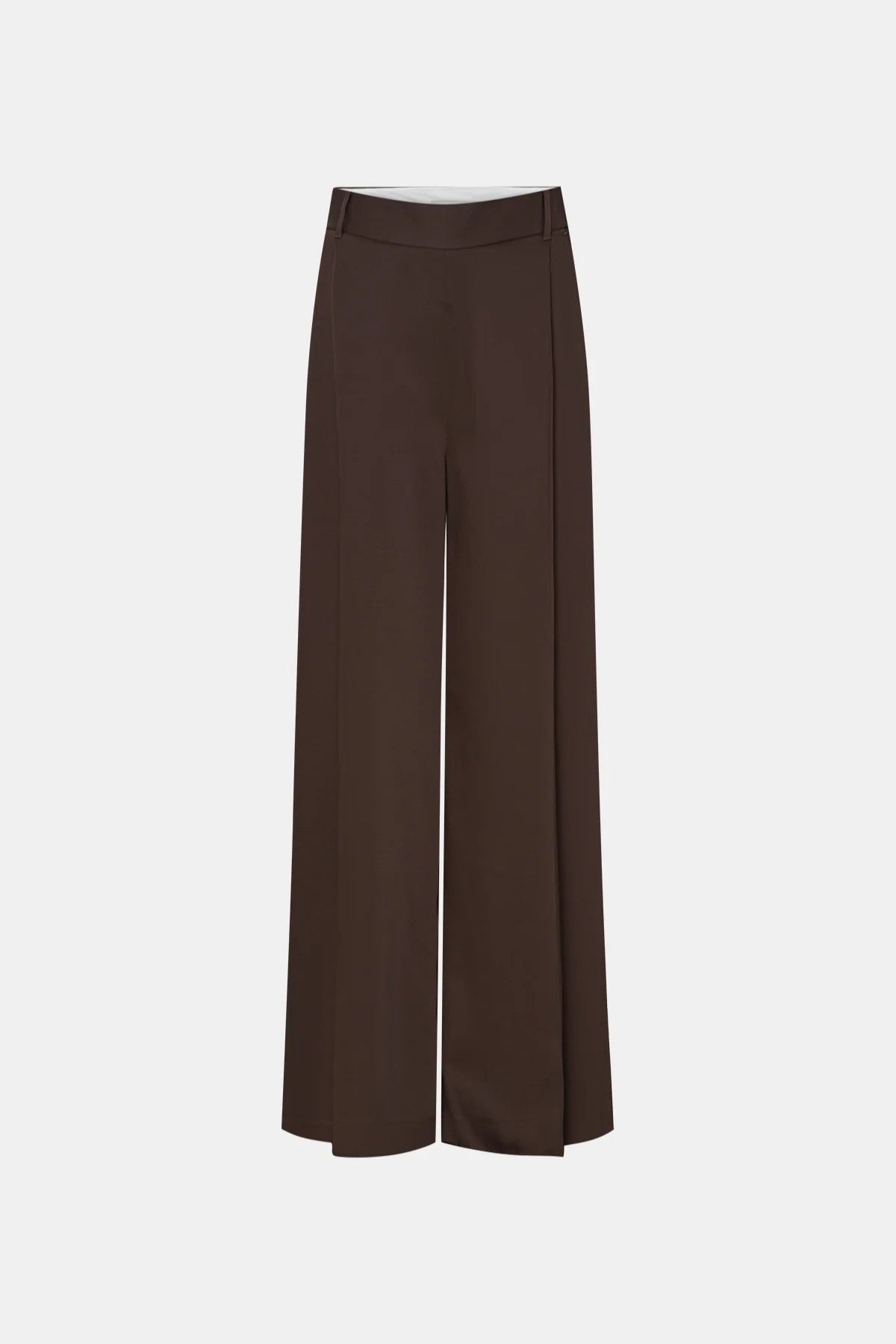 Aaron Pant Espresso by Camilla and Marc, wide-leg recycled polyester pants with structured pleats and smooth drape.