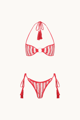 Acai Crochet Kini Set Cherry by Cleonie Swim, crochet bikini set with hoop detail. Perfect for beach days or standout swim looks.