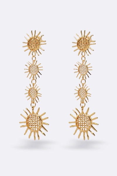 Aftersun Earrings Gold by Emma Pills – 18k gold-plated statement earrings with secure backing.