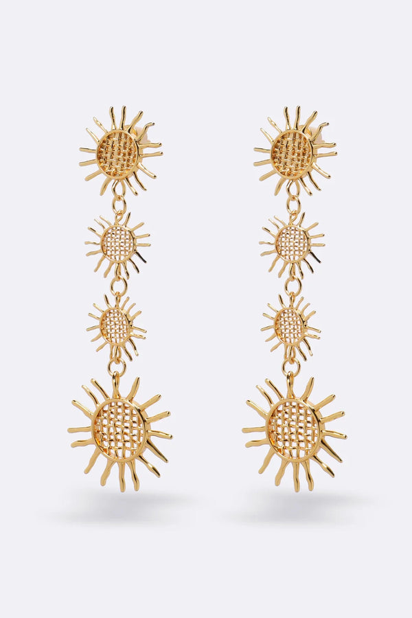 Aftersun Earrings Gold by Emma Pills – 18k gold-plated statement earrings with secure backing.