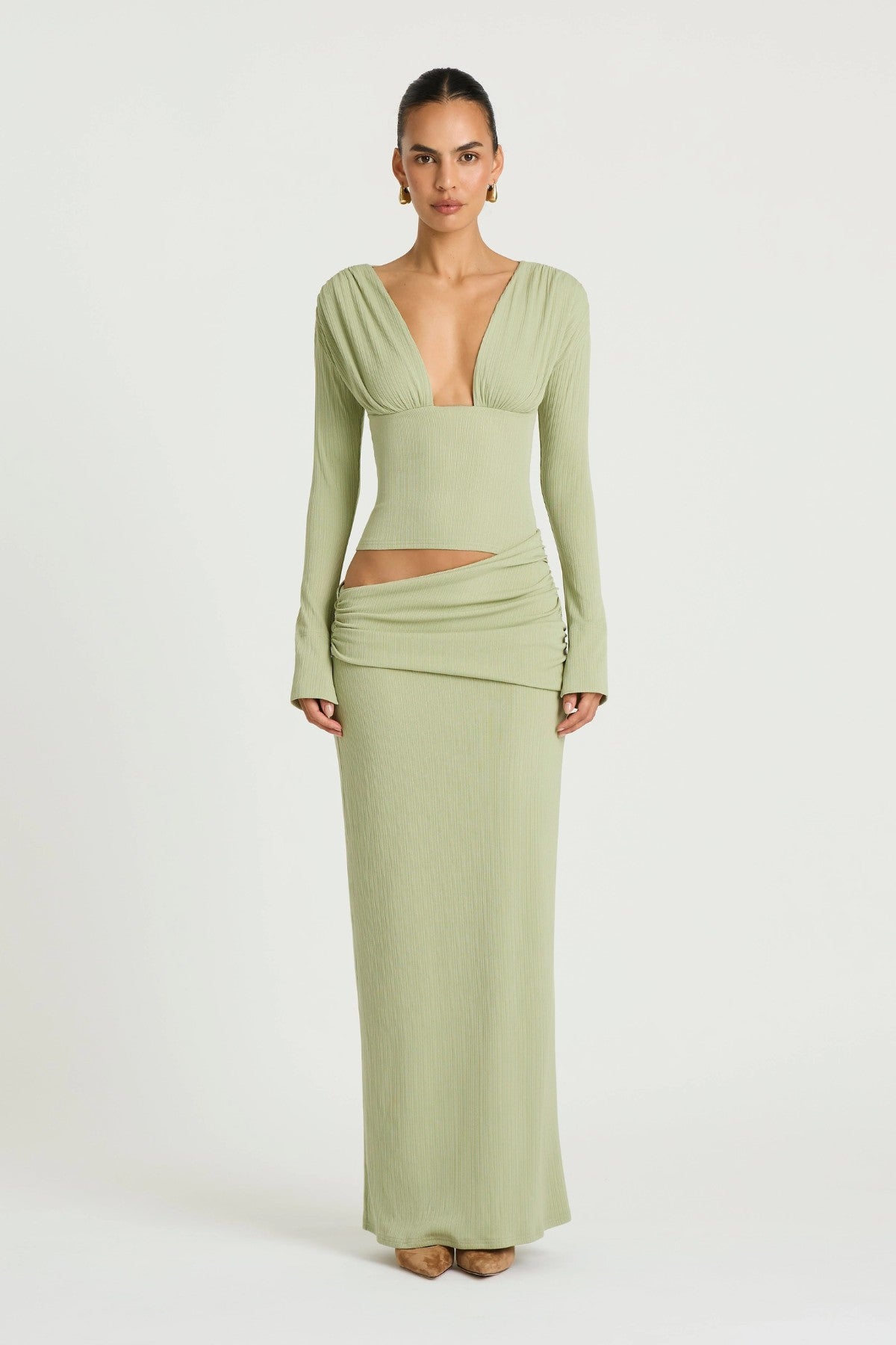 chinese dress ladies Agnes Maxi Dress Pistachio — Maxi Dresses