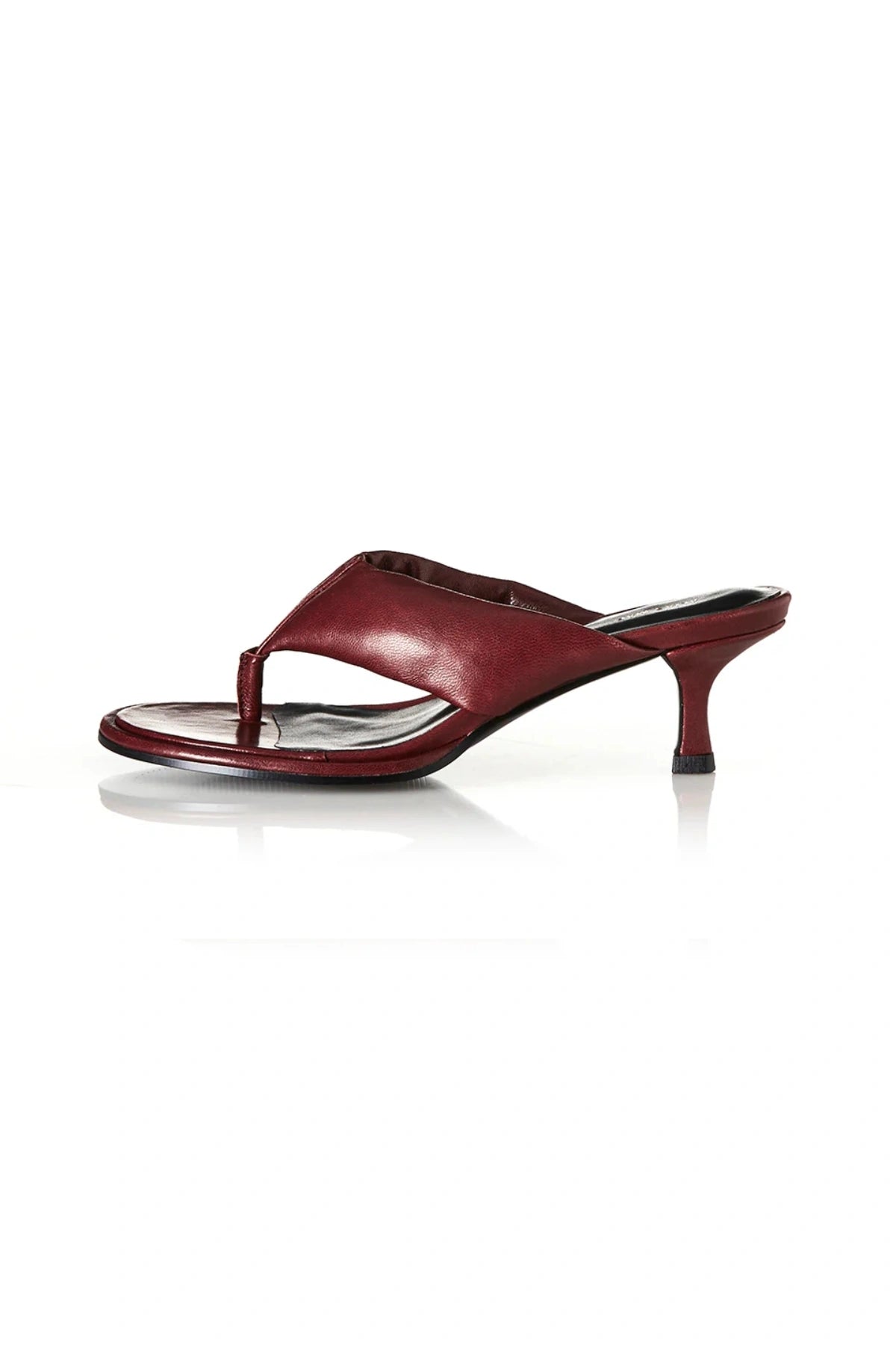 Aji Burgundy Leather by Alias Mae, padded leather thong sandal with 5cm heel, a trendy piece perfect for summer dresses or resort styling.