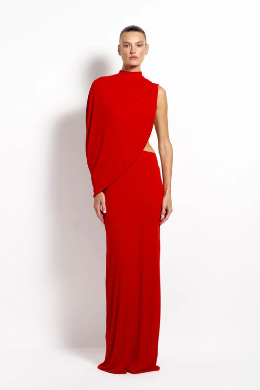 Aleksi Gown Rio by Effie Kats - draped gown with open back and soft jersey, designed for a fluid elegant silhouette.