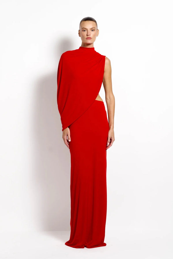Aleksi Gown Rio by Effie Kats - draped gown with open back and soft jersey, designed for a fluid elegant silhouette.