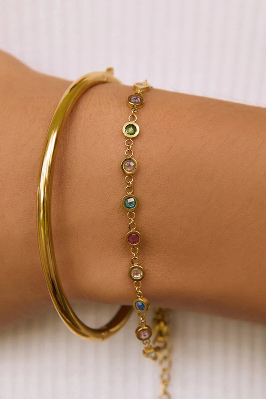 Alessia Bracelet Multi by Arms of Eve – delicate chain bracelet with multicoloured sparkling stone detailing.