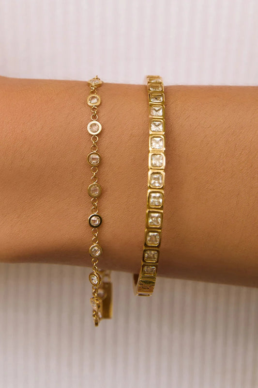 Alessia Bracelet Stone by Arms of Eve – 14K gold PVD chain bracelet with sparkling zircon stones.