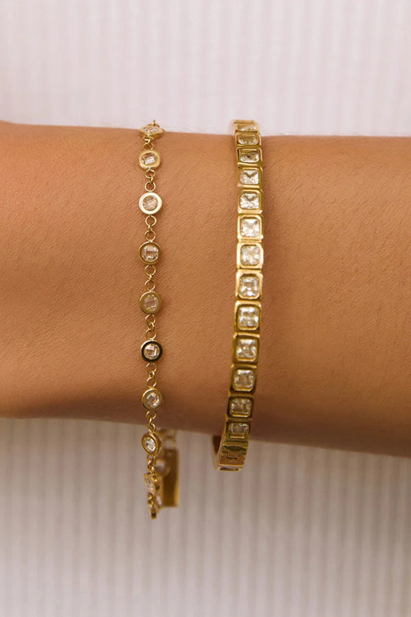 Alessia Bracelet Stone by Arms of Eve – 14K gold PVD chain bracelet with sparkling zircon stones.