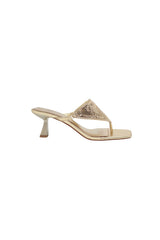 Alexia Glomesh Heel Gold by Sneaky Link – a sandal with mini heel and shimmering gold finish. Perfect for standout styling.