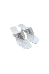 Alexia Glomesh Heel Silver by Sneaky Link – a sandal with mini heel and shimmering glomesh finish. Perfect for standout styling.
