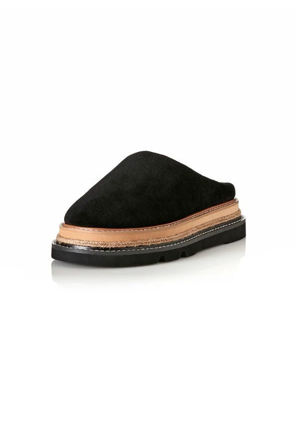 Alias Mae Chunky Flatform Sandal with Raffia Detail, a bold leather sandal with a stacked flatform and raffia accent for modern summer style.