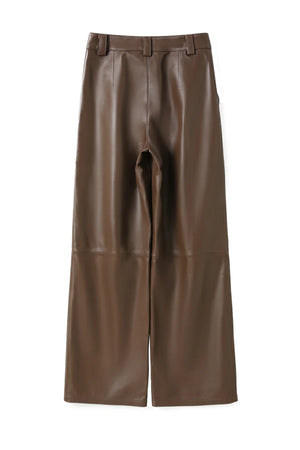 Alice Pant Chocolate by Ppeached - high rise lamb leather pants with classic fit and pockets, designed for a refined modern look.