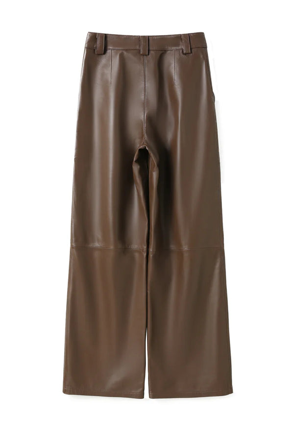Alice Pant Chocolate by Ppeached - high rise lamb leather pants with classic fit and pockets, designed for a refined modern look.