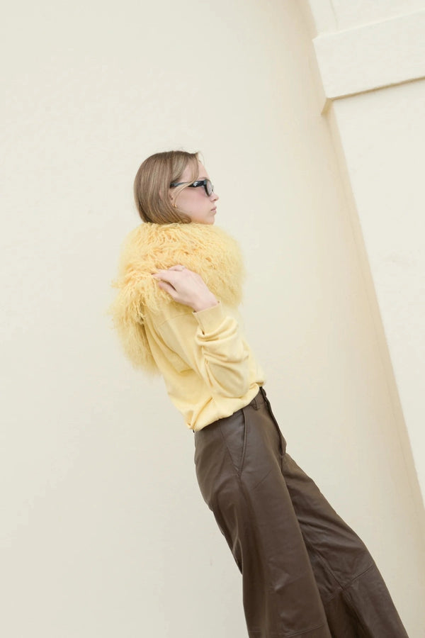 Alice Pant Chocolate by Ppeached - high rise lamb leather pants with classic fit and pockets, designed for a refined modern look.