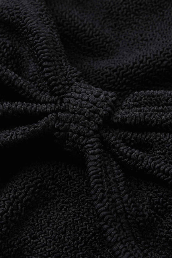 Alicia Bikini in Black by Hunza G, a trending bow-detail crinkle set with stretchy, flattering fit for chic beach days.