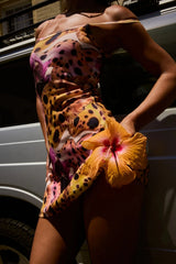 Aline Mini Orchid by Summi Summi – cotton rib mini dress with vibrant seasonal print for elevated summer occasions.