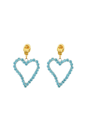 All Of My Heart Earrings Mini Dolphin Blue by Mayol, gold plated earrings with Swarovski crystals. Perfect for events or statement styling.