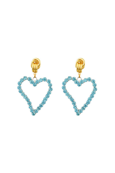 All Of My Heart Earrings Mini Dolphin Blue by Mayol, gold plated earrings with Swarovski crystals. Perfect for events or statement styling.