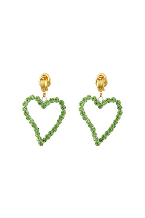 All Of My Heart Earrings Mini Light Green by Mayol, gold plated earrings with Swarovski crystals. Perfect for events or statement styling.