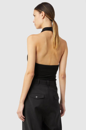 Allegra Top Black by Camilla and Marc – a halter top with resin detail and soft drape. Perfect for polished day-to-night styling.