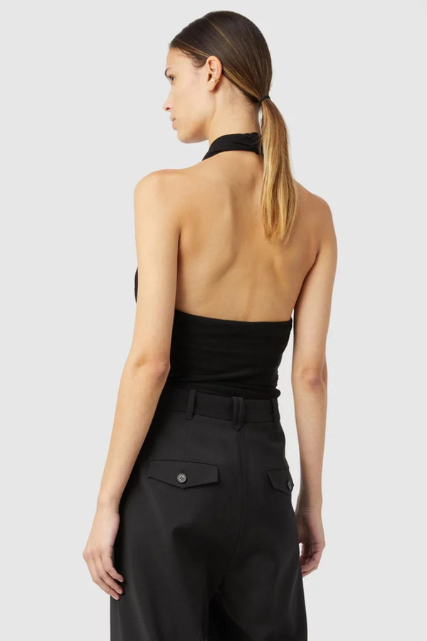 Allegra Top Black by Camilla and Marc – a halter top with resin detail and soft drape. Perfect for polished day-to-night styling.