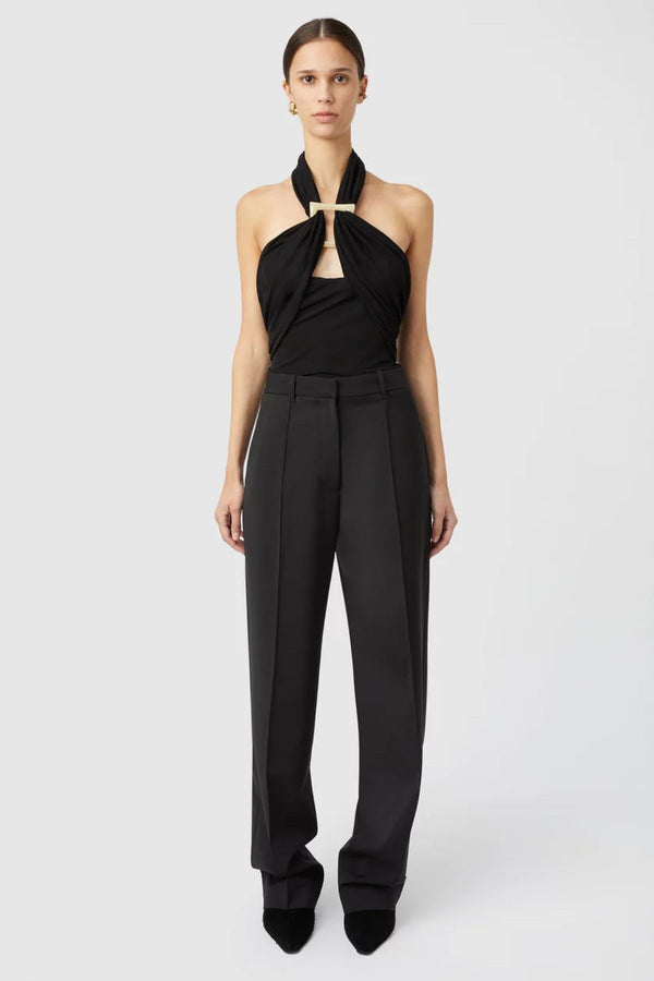 Allegra Top Black by Camilla and Marc – a halter top with resin detail and soft drape. Perfect for polished day-to-night styling.