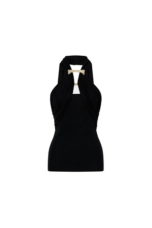 Allegra Top Black by Camilla and Marc – a halter top with resin detail and soft drape. Perfect for polished day-to-night styling.