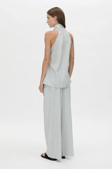 Alta Wrap Top Light Blue Marle by Camilla and Marc, soft suiting top with a draped neckline for effortless polished styling
