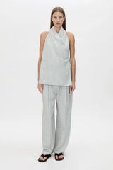 Alta Wrap Top Light Blue Marle by Camilla and Marc, soft suiting top with a draped neckline for effortless polished styling