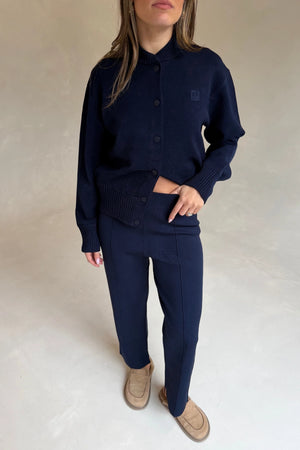 Amedeo Knit Pant Dark Navy by Camilla and Marc – straight leg knit pants with pintuck detail and split hems.